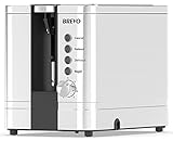 BREVO 2-Slice Extra Wide Slot Toaster for Bagel Breakfast with Brushed Stainless Steel Reheat Defrost 7-Shade Control