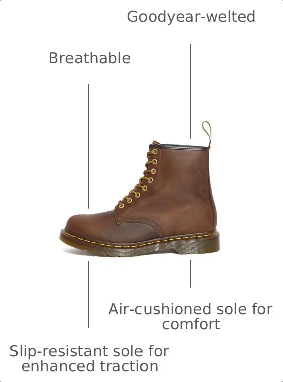 Image of Dr. Martens Unisex 1460 Crazy Horse Leather 8 Eye Boot, Brown, 6 Women /5 Men