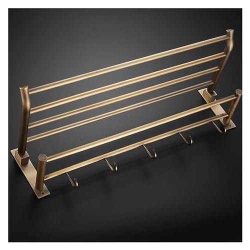 Antique Brass Wall-Mounted Towel Rack Foldable Bathroom & Kitchen Towel Holder Rustproof Waterproof Brushed Bronze Finish Space-Saving Design for Hand Towels & Bath Towels