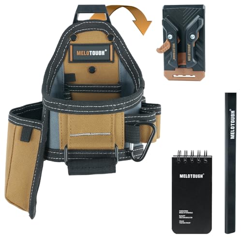Image of MELOTOUGH 7-Pocket Technician Pouch-Small Pocket Tool Belt Pouch with Belt Clip,Clip on Larger Pockets & Loop, Clip on-Tool Holder Accessory