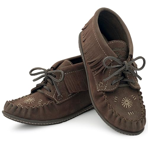Image of Laurentian Chief Moccasins Women Ankle Boot - Stylish Ankle Boots with Inca Embroidery, Comfortable Insole, Durable Rubber Sole, Made in Canada