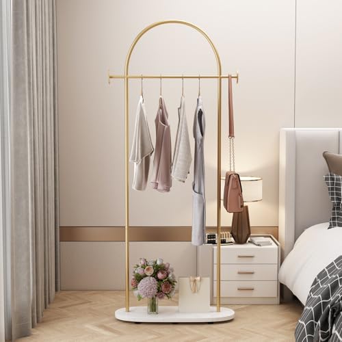 KADIGANG Gold Clothing Rack, Modern Clothes Rack with Shelf, Heavy Duty Freestanding Coat Rack, Metal Coat Hanger Stand with Hooks for Boutique Office by KADIGANG - Used condition - Image 4