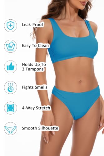 Image of Beautikini Period Swimwear for Teens Two Piece Leakproof Menstrual Bikini Swimsuit Sporty Bathing Suits for Girls Women
