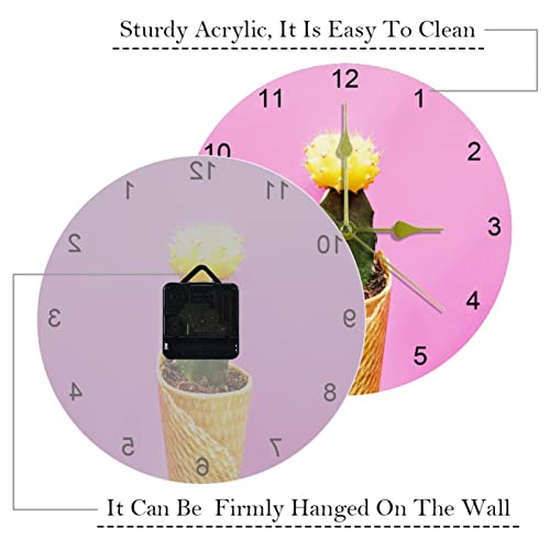 Horloge murale rose cactus silencieuse 25,4 cm chiffres arabes