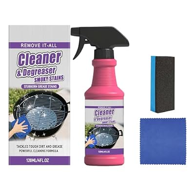 Aniugyaxueg Fast-Acting Grill Cleaner Spray,Fast Acting Grill Degreaser Spray for Outdoor Grills,Heavy Duty BBQ Degreaser for Burnt Food & Stubborn Grease(120ml).
