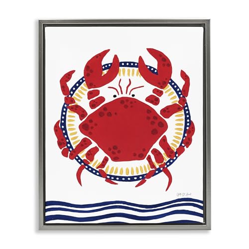 Kitschy Coastal Crab Nautical Animal, 25 x 31 Inch Canvas in Floater Frame