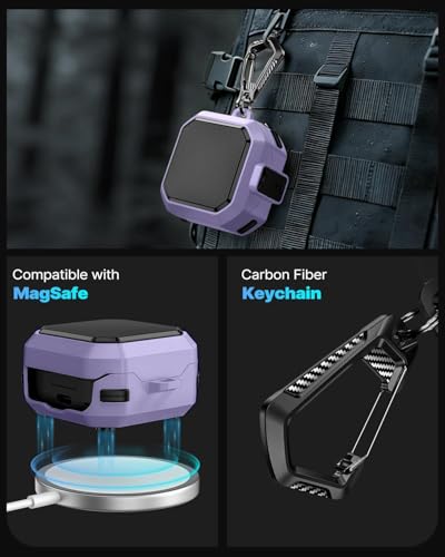 Image of Meyaar Safety Lock Case for Samsung Galaxy Buds 4 Pro /for Galaxy Buds 4 Case (2026) [Compatible with MagSafe] with Cleaning Kit & Keychain, (Purple)