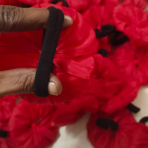 Image of Readymade Ribbon for School Girls - Soft Satin Bow Hair Accessory - Easy to Wear, Stylish & Neat Look - Ideal for School Uniforms bow in girls & Daily Use - Pack of 8 /School Ribbon in Kids / (Red Colour)