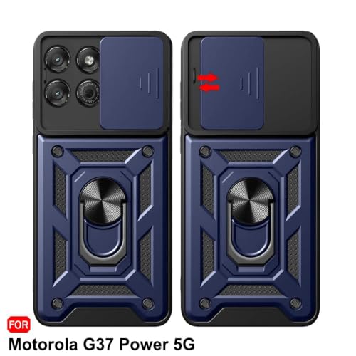 Image of Luxe Back Cover Compatible for Motorola G77 Power 5G / G37 5G / G37 Power 5G | D10 Tough Armor Case | Sliding Camera Shield | 360 Protection | Kickstand Ring Holder | Military-Grade Bumper Case