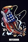 american flag bass fish notebook: 110 lined pages, 6 x 9 inches - ideal for school, home, or work.