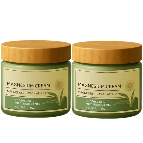 YG LianKai 2Pcs Total Relief Magnesium Cream with Arnica and MSM Fast-Absorbing Nerve Relief Cream for Muscle Relaxation Soothing Relief Formula for Legs Shoulders & Back