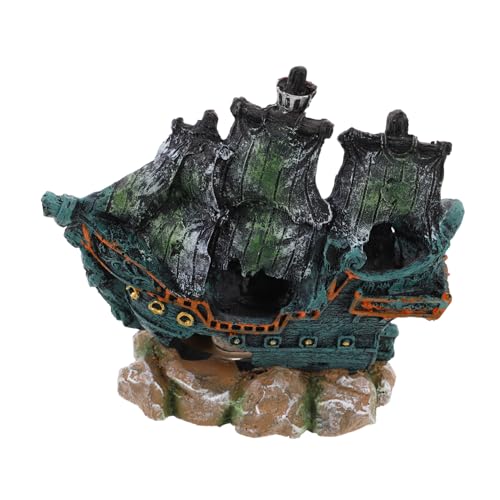 SUNCN 水槽 装飾 沈没 船 魚 隠れ家 場所