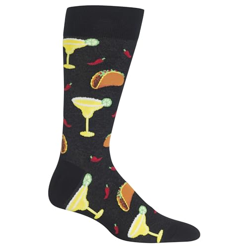 Hot Sox mens Food and Booze Novelty Fashion Casual Sock, Margarita Tacos (Black), 6 12 US