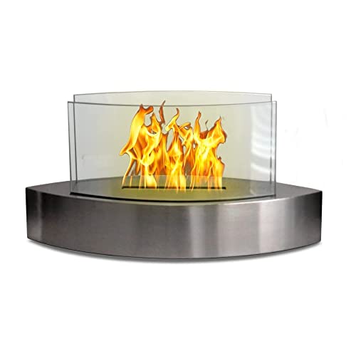 Anywhere Fireplace Lexington Tabletop Fireplace, Portable Ventless Liquid Bio-Ethanol Fireplace, Modern Elegant Tabletop Smokeless Fire Feature for Indoor or Outdoor Use (Stainless Steel)