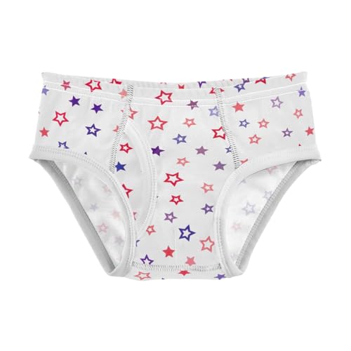 ODAWA Red Blue Stars White Tag Free Cotton Toddler Underwear, Toddler Underwear 2T