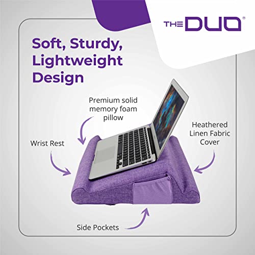 THE-DUO-Laptop-20-Angled-Laptop-Stand-Work-from-Home-Laptop-Accessories-Laptop-Desk-Memory-Foam-Laptop-Pillow-Built-in-Side-Pockets-Removable-Washable-Cover