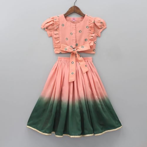 Image of GORLYA Girl's Rayon Printed Traditional Lehenga with Puff Sleeve Designer Choli Set