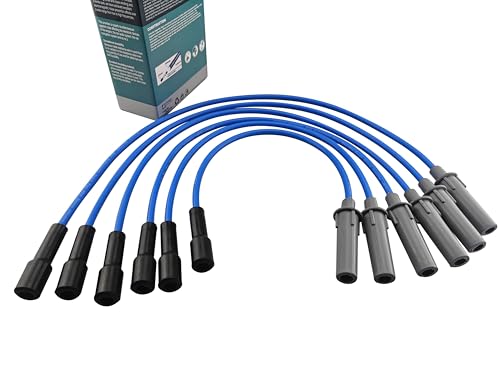 High Performance Racing Spark Plug Wires Compatible with Pacifica Town&Country Voyager Caravan Grand Caravan OHV 3.3L 3.8L V6 2001-2010 Blue
