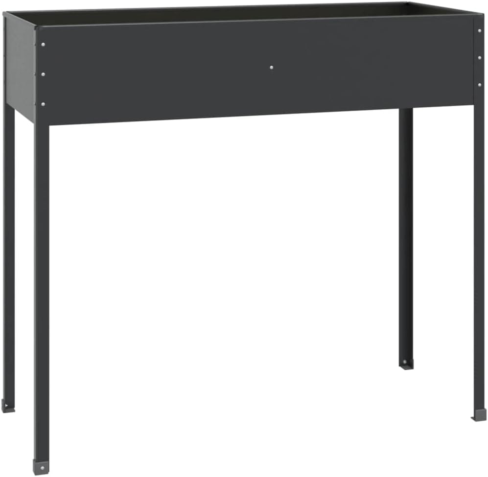 vidaXL Galvanized Steel Garden Planters Anthracite - Handy Outdoor Raised Bed for Plants, Herbs & Flowers, Decorative Stand for Patio, Deck & Balcony