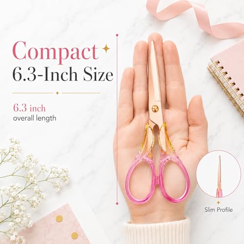 Creechwa 6.3 Inch Precision All - Purpose Craft Scissors, Stainless Steel Blade for Superior Cutting, Purple Acrylic Handle for Comfort, Ideal for Office, Home & School Crafters - Image 6