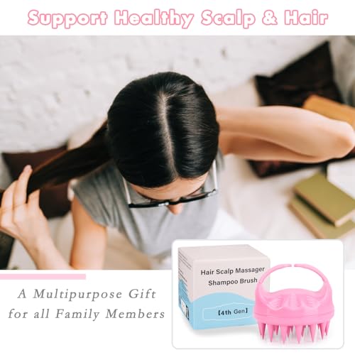 Image of FREATECH Hair Scalp Massager Shampoo Brush with Long & Soft Silicone Bristles for Scalp Care, Gentle Scrub to Exfoliate, Intensive Massage to Relax The Head, Dandruff Removal and Hair Growth, Pink
