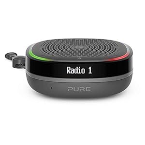 Pure StreamR Splash Radio digital portátil (DAB/DAB+ y FM, altavoces Bluetooth, Alexa, hasta 15 horas de duración de la batería, resistente al agua según IP67) – Antracita