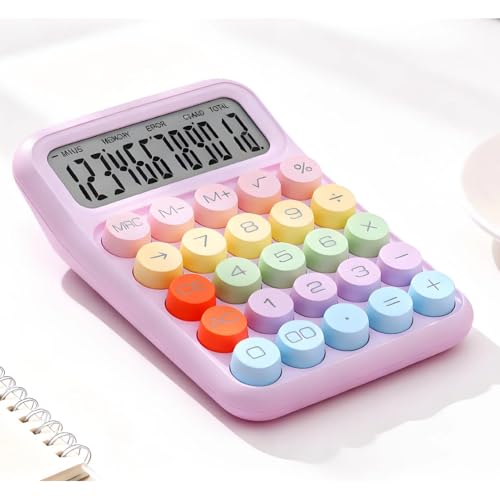 Bunter Taschenrechner, Mechanischer Tastaturrechner für Zuhause, Schule, Büro, Innovativer Elektronischer Tischrechner mit Mechanischer Schalterfunktion (violett)