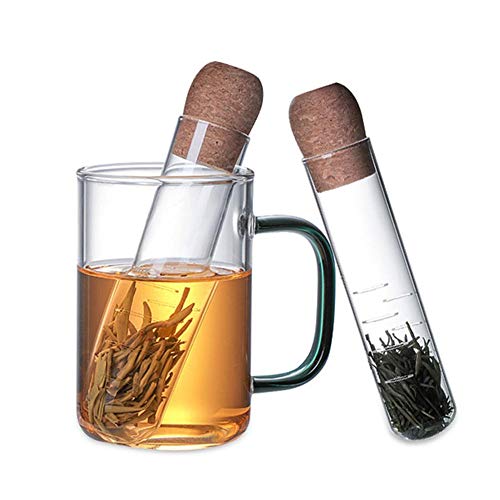 2 Pcs Infuseur à thé en verre résistant à la chaleur, filtre à thé transparent, tube à thé pour accrocher sur des tasses, tasses à thé pour infuser du thé en vrac