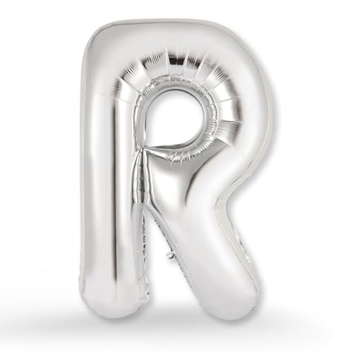 FUNXGO® Ballon Lettre R Argenté - XXL 100cm - Ballon d'anniversaire lettre R en argenté - Pour gonflage à l'hélium - Élégance Brillante pour Vos Fêtes