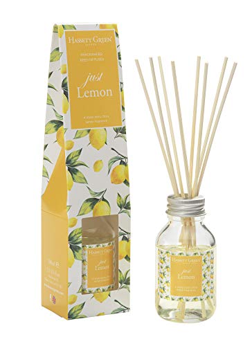 Hassett Green London - Just Lemon Fragrance Oil Reed Diffuser 100ml - Long Lasting Home Indoor Fragrance with 8 Rattan Reeds