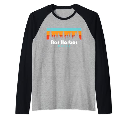 Bar Harbor Maine - Árboles Bar Harbor Camiseta Manga Raglan