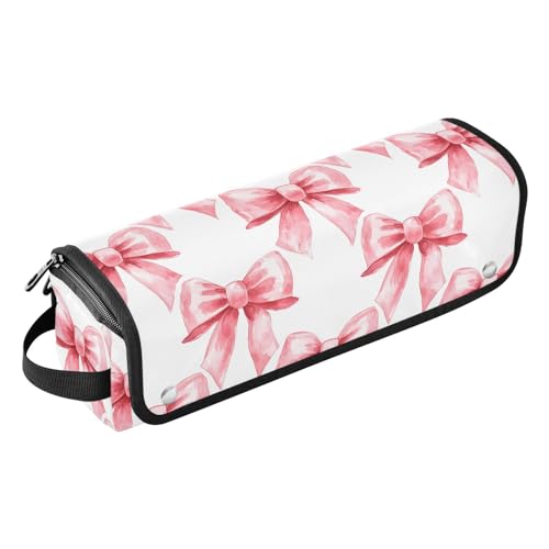 Bolsa de viaje para herramientas de cabello Watercolor Bow Marble, resistente al calor, con tapete para planchas y rizadores, organizador portátil