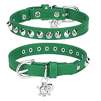 Leather Cat Collar With Bell & Safety Breakaway - Adjustable Skull Charm Collar For Kittens & Small Cats, Black