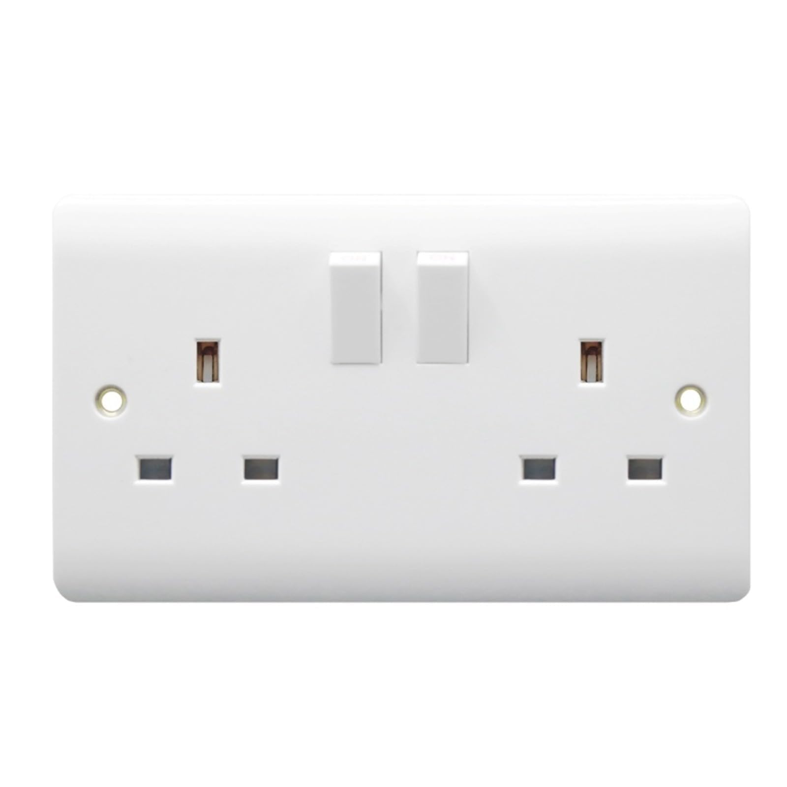 Securlec 2 Gang Switch Socket, Double Pole, Round Edge, Durable, Lightweight, Easy Installation, Ideal for Appliances, Chargers, Electronics & Household Devices (Pack of 1)