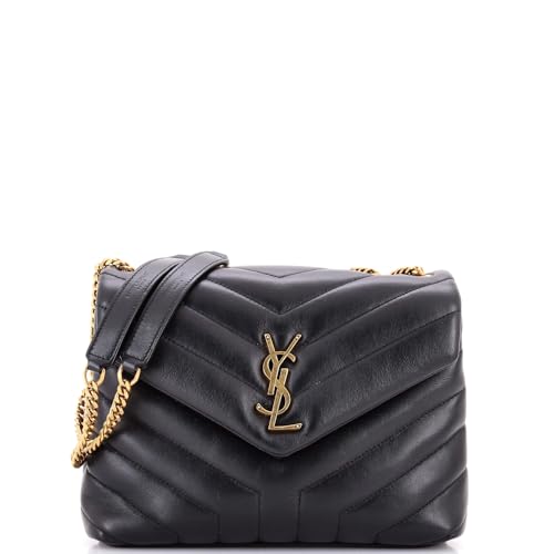 Saint Laurent, Pre-Loved Loulou Shoulder Bag Matelasse Chevron Leather Small, Black