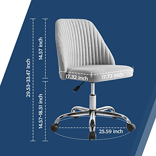 Office Chair Cute Desk Chair, Modern Fabric Home Office Desk Chairs With Wheels, Mid-Back Armless Vanity Swivel Task Chair For Small Space, Living Room, Make-Up, Studying #TOP2