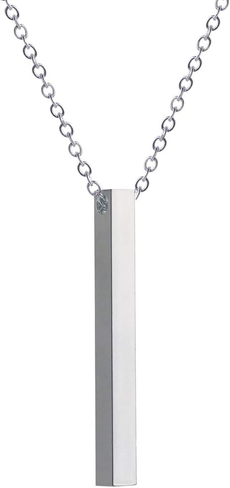 Chen Han jewelry Personalized Name Vertical Bar Necklace Custom Coordinate Stainless Steel Chain Women Cuboid Necklace