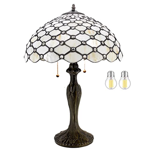 Image of WERFACTORY Tiffany Table Lamp Stained Glass Bedside Lamp Desk Reading Light