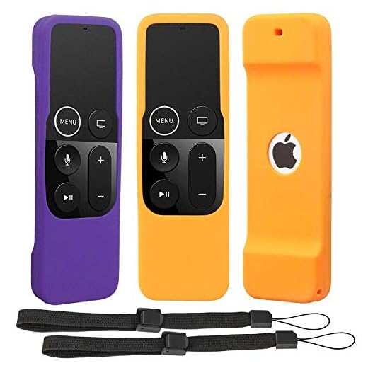 [2 Pack] Remote Cover Case Compatible for Apple TV 4th 5th Generation - Light Weight [Anti Slip] Shockproof Silicone Remote Sleeve for TV 4th 5th Siri Remote Controller with Lanyard (Orange+Purple)