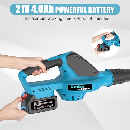 Leaf 21V Akku Laubsauger mit Akku und Ladegerät, Akku Laubbläser mit Akku und Ladegerät, Elektro Laubsauger Gardena, 4000mAh Batterien, Bürstenlosem Motor – Bild 5