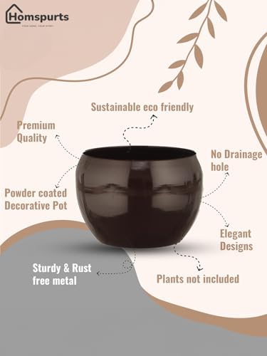 Image of Sunshine Solid Metal Tabletop Planters, Home Decor, Living Room, Office, Restaurant, Table Decor| (Set of 3, Without Plant) (Brown)