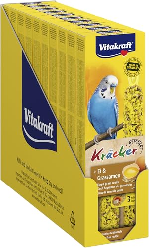 Vitakraft Kräcker, mit Ei und Grassamen, Knabberstangen für Sittiche und Exoten, in Vorratsgröße, ohne Zusatz von Zucker (10x 54g)