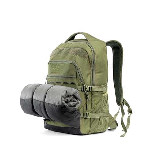 Image of Tripole Falcops 32L Tactical Laptop Backpack with Laser-Cut MOLLE Webbing | Water Repellent | for Daily use, Army, Office & Outdoor | 3 Year Warranty (Olive Green)