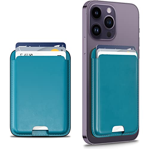 Edc Leather Wallet For Apple Magsafe, Magsafe Wallet Compatible With Iphone 14 Series, Iphone 13 Series, Iphone 12 Series, Detachable Rfid Card Holder For 3 Credit Cards, Blue #TOP17
