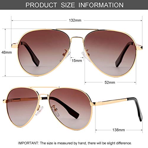 Image of GLEYEMOR Polarized Small Aviator Sunglasses for Small Face Women Men Juniors, 52mm
