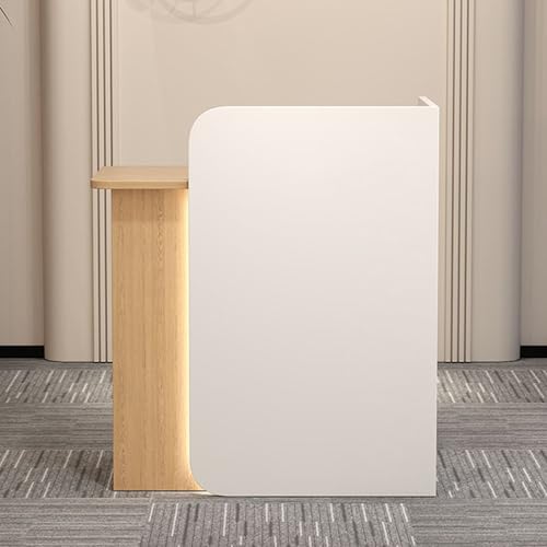 Struttura robusta: realizzata in MDF spesso, la nostra moderna bancone reception garantisce durevolezza e stabilità. Le luci a LED creano un'atmosfera accogliente, catturando l'attenzione degli ospiti e lasciando un'impressione duratura