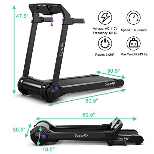 Image of GYMAX Folding Treadmill, 3.0HP Free Installation Running Machine with Bluetooth Speaker, HD Touch Screen Monitor, Smart APP Control, Silent Jogging Walking Machine for Home Office