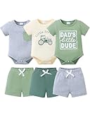 Jecson Baby Boy Outfits Newborn Boy Clothes Set 6-Piece Baby Boy Summer Clothes with Short Sleeve Shirt and Shorts