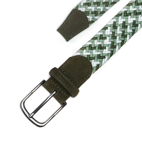 Image of Men's Stretch Braided Elastic Woven Canvas Golf Belt, multicolor,1 3 /8 inch