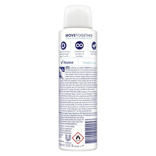Rexona MotionSense Deo Spray Invisible Aqua Anti Transpirant mit 48 Stunden Schutz gegen Körpergeruch und Achselnässe 6x 150 ml – Ansicht 4